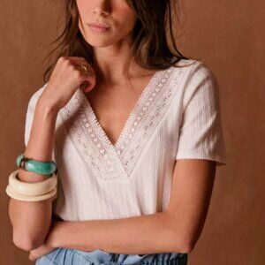 Sezane Cassiopee Tshirt - Size S, White